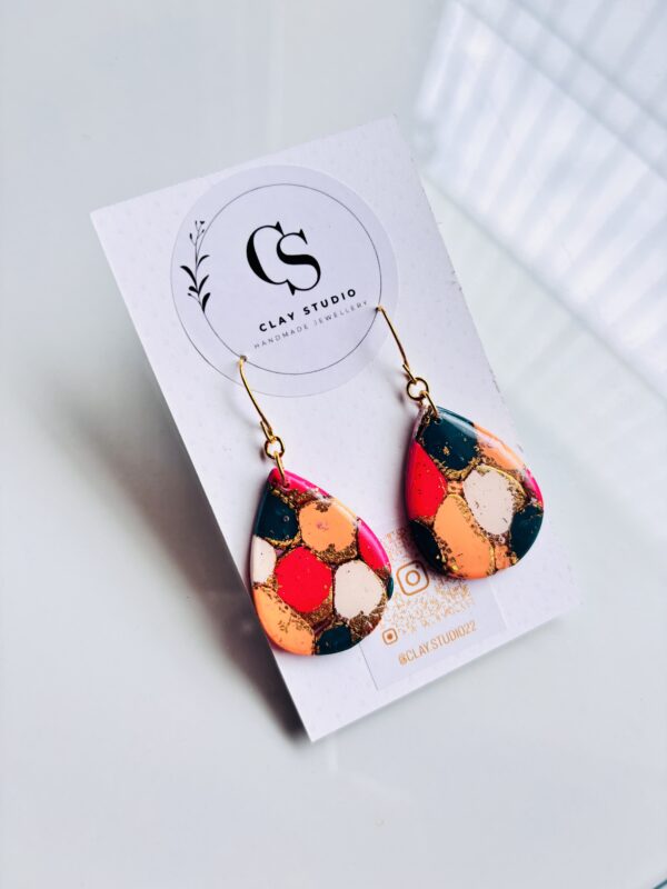 Multi Coloured Tear Drop Hanging Earrings